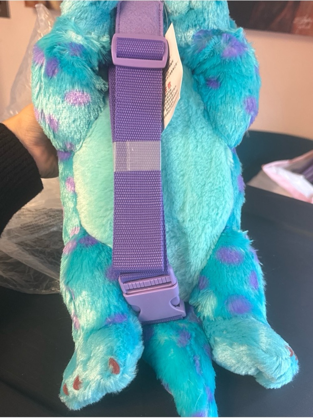 Monsters sully Plush Character purse - Turquoise with Purple Spots - Picture 2 of 3